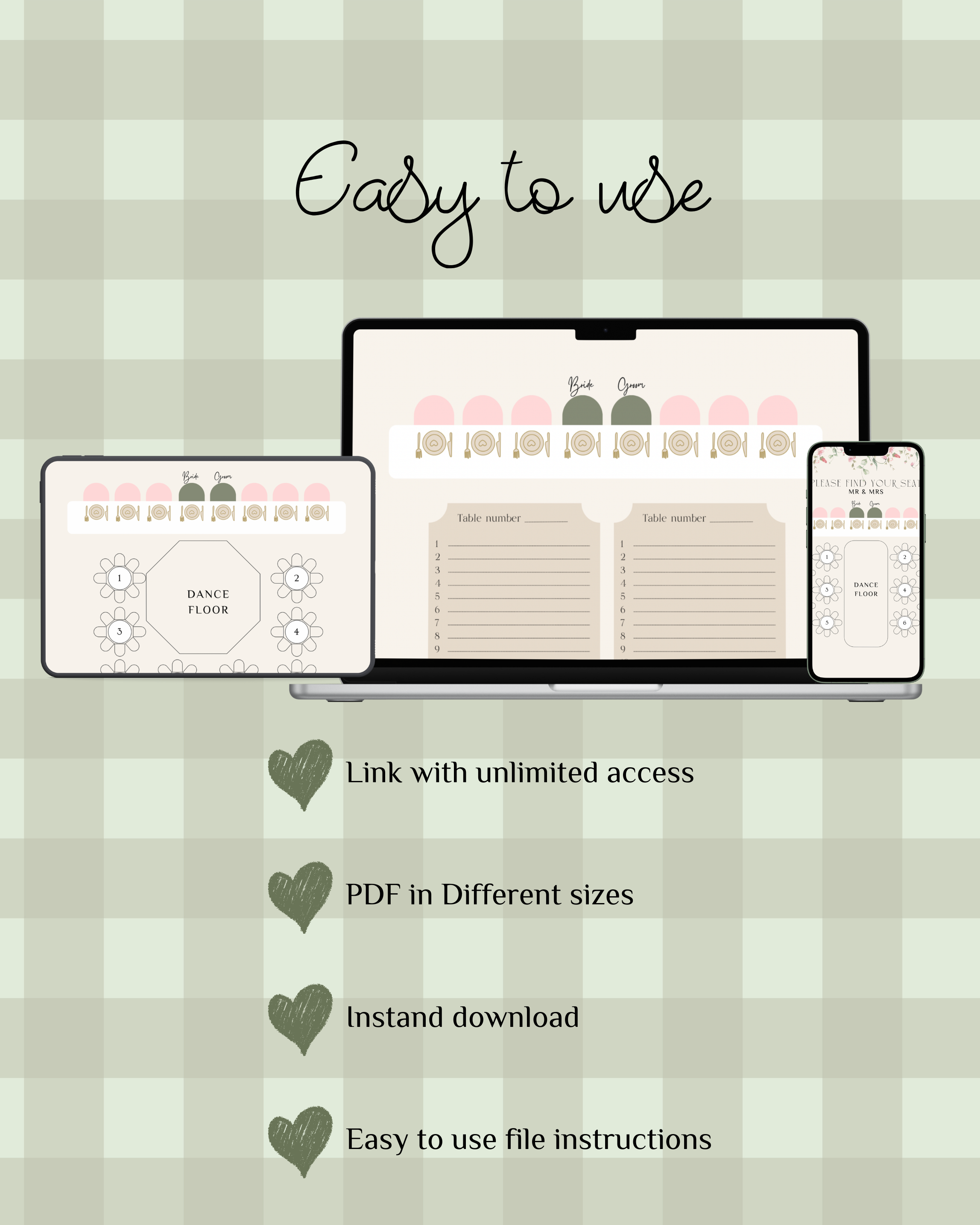 Wedding Seating Arrangements Template