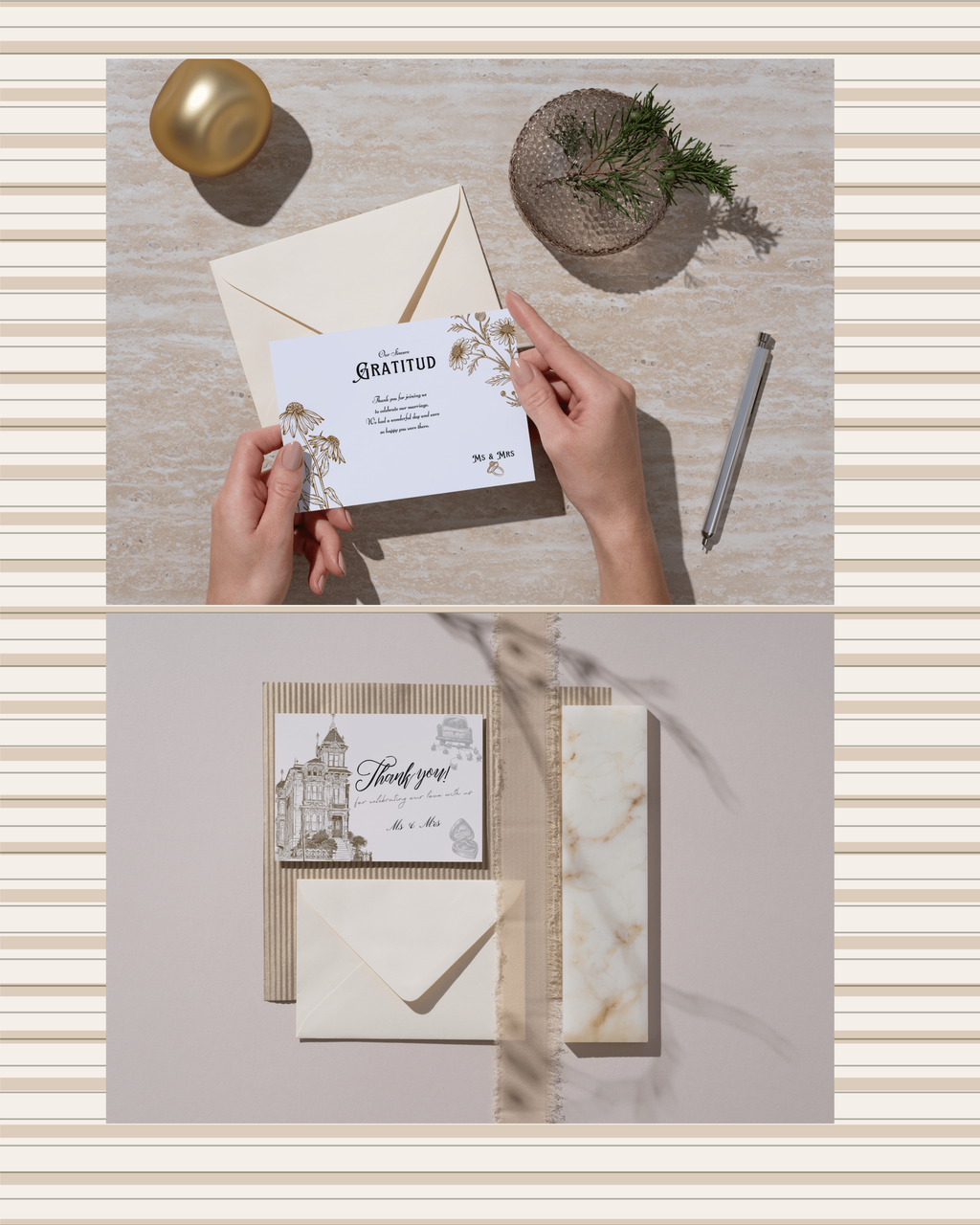 Post-wedding Thank you cards