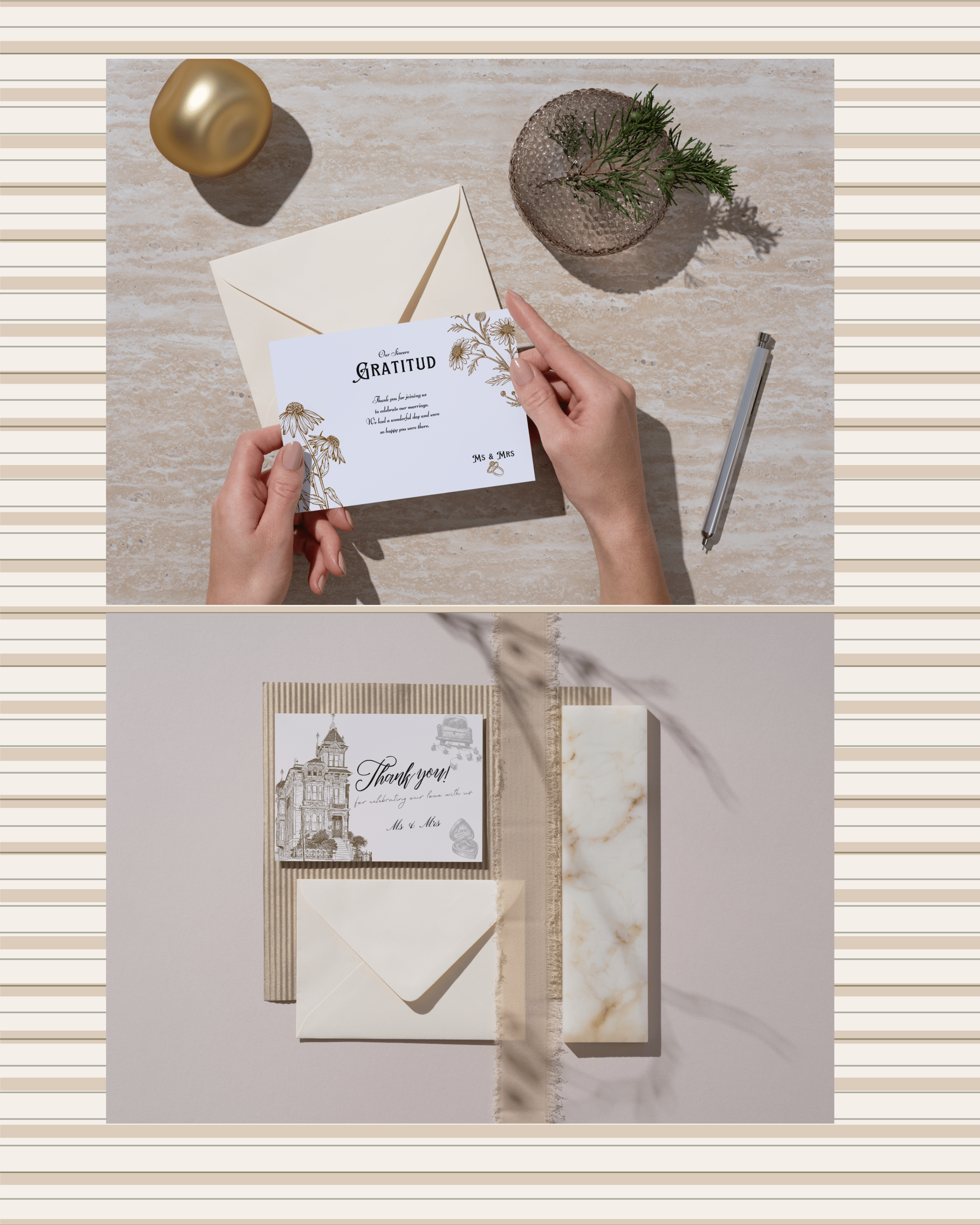 Post-wedding Thank you cards