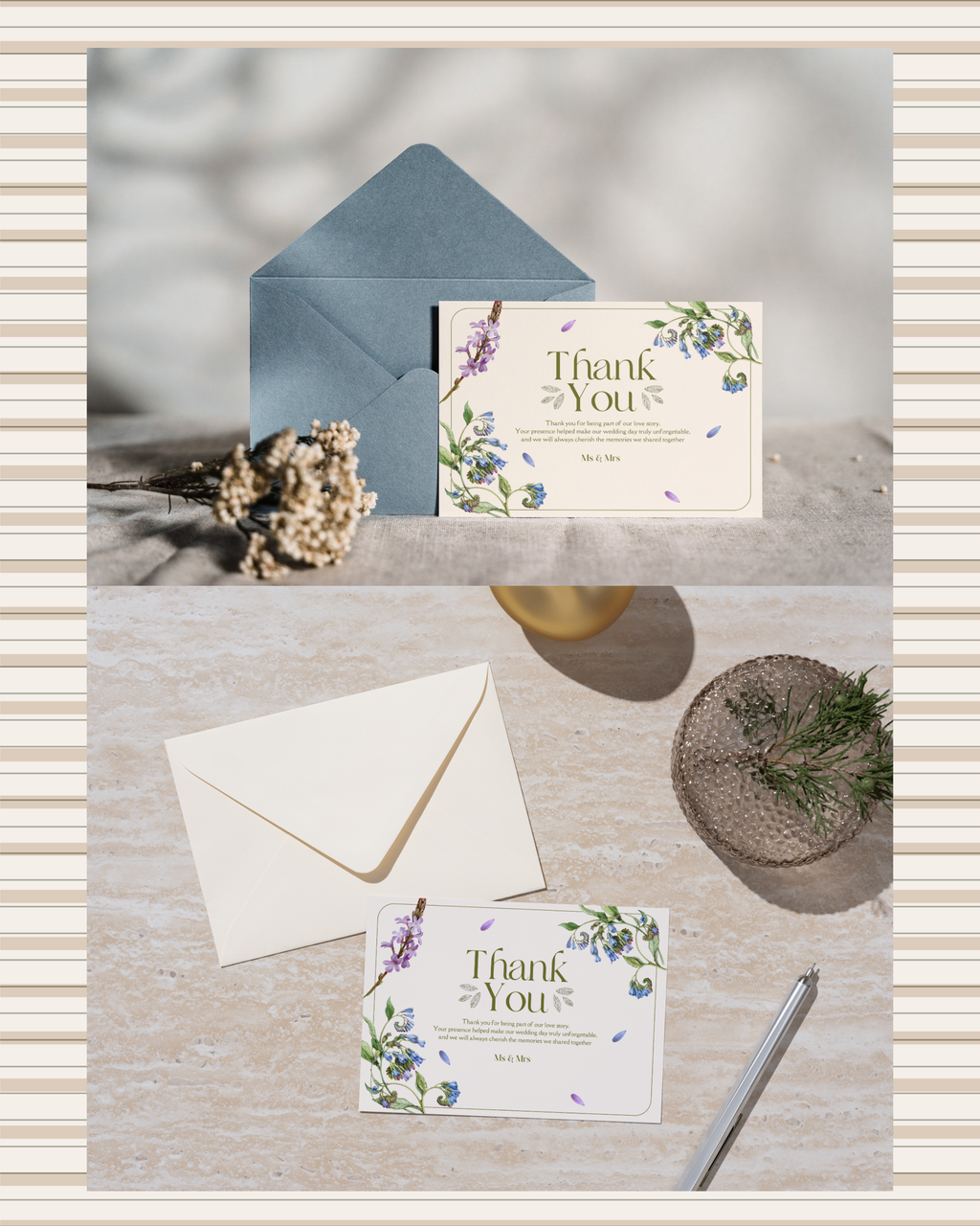 Post-wedding Thank you cards